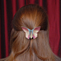 Silk Origami Butterfly Hair Clip Barrette Iridescent Peapod Green and Iridescent New Pink Gold Silks LARGE SIZE