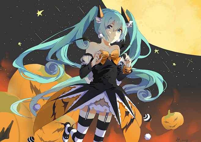 mikuhappyhalloween给糖or捣蛋可放大初音未来二次元万圣节