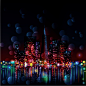 炫光与城市夜景矢量素材 - 素材中国16素材网
