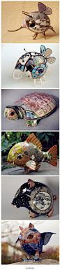 来自俄罗斯陶艺大师的作品，超萌的陶瓷小动物。Via：给力创意广告