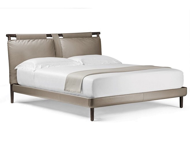 Leather double bed w...