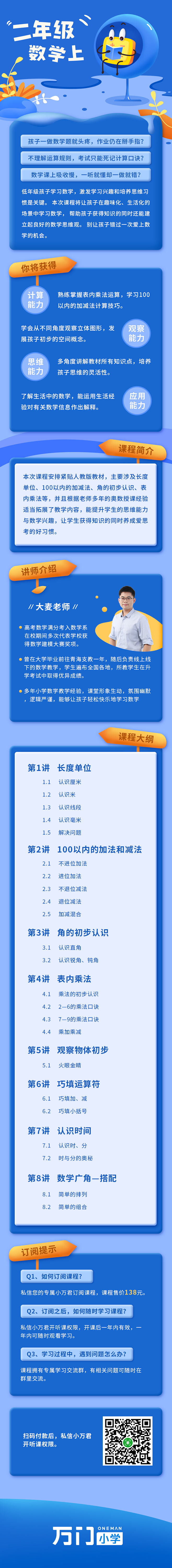 万门 二年级数学长图 课程运营h5 详情...