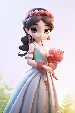 汉服女孩赏花人物模型图片