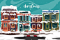 Illustration of cityscape winter scenery in snowstorm Free Vector