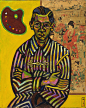 Portrait of Enric Cristòfol Ricart
艺术家：米罗
年份：1917
材质：Oil and pasted paper on canvas
尺寸：81.6 x 65.7 CM