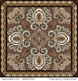 bandanna  with a light openwork  pattern on a beige background with decorative border