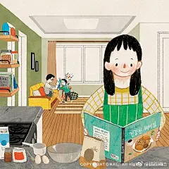 画师Nal笔下的一组小故事插画
书里的日常幸福
这组插画主要围绕着生活里的书籍展开
孩子看到书里的内容兴高采烈的想要做纸飞机...
妈妈看到书里的内容想给家人做着糕点吃...
这些都是很平常的一些生活日常
却给人很满满温暖的幸福感 ​​​​