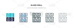 glass wall icon in different style two colored