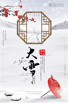 大雪节气简约大气海报