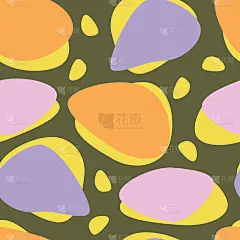 明亮的趋势颜色矢量无缝模式。色彩斑斓的艺术抽象极简几何形状。明亮的黄色，粉红色，紫色玫瑰和橙色柔和的