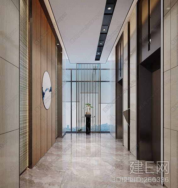 新中式电梯间3d模型