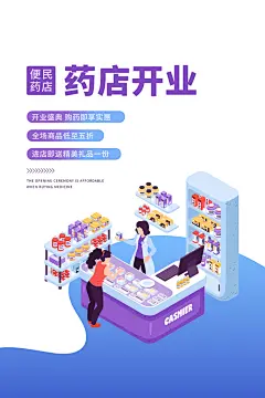 药店开业促销抽奖推广宣传海报