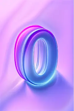 3D渐变透明玻璃立体数字0元素