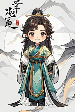 jimeng-2025-05-06-26-三国演义古风人物，孙尚香·人物插画，正面立绘，全身，Q版动漫风格