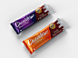 Realistic two chocolate bar snack glossy doff packaging mockup
