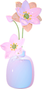 玻璃质感花朵素材-花瓶