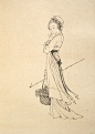 蔡岚工笔画仕女线稿