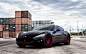 Maserati, granturismo, with, painted, black, and red, exterior, accents and, lowered, 22, vossen