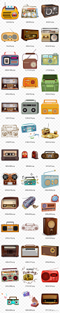 42款复古收音机手绘卡通老物件60年代png素材_PNG素材_素材下载-乐分享素材网