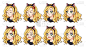 A set of cute anime girl wearing cat costume with 