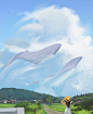 #illustration Sky Whales - snatti的插画