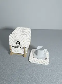文艺格子时尚展示杯垫样机
