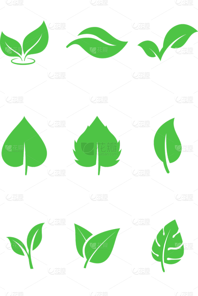 植物通用绿色矢量树叶图标元素素材