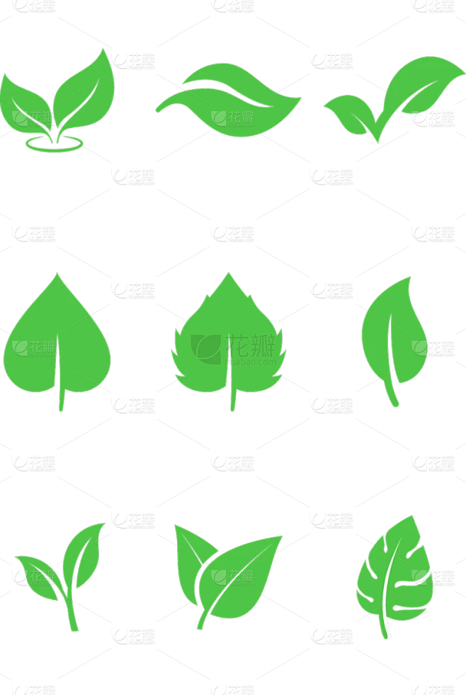 植物通用绿色矢量树叶图标元素素材素材-花瓣网
