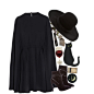 A fashion look from November 2015 featuring mini dress, black boots and black hat. Browse and shop related looks.