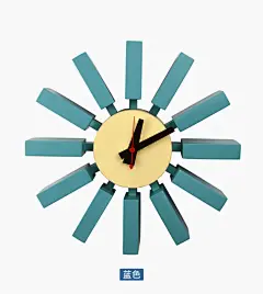 北欧设计 Blue Block clock, 尼尔森方块挂钟 挂钟壁钟时钟-淘宝网