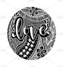 Love Hand lettering Handmade calligraphy on circle