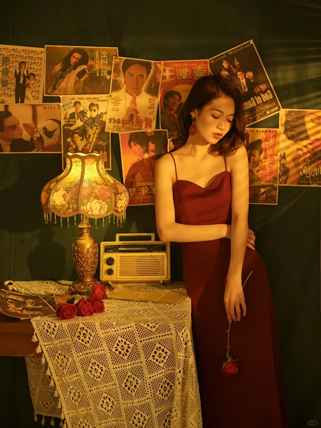 梦回90年代/复古港风红裙氛围感拉满
