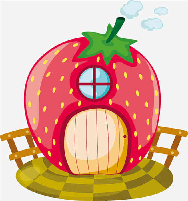 草莓房子卡通元素