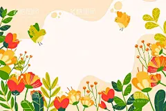 花朵手绘植物壁纸  - 源文件下载【酷图网】花朵植物背景,壁纸,花卉,植物,卡通,大自然,清新花朵背景,春天手绘壁纸