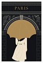 Paris, Umbrella, Arc de Triomphe - Poster Print, Original Illustration, Art Print, Black and Gold Paris, Drawing and Illustration. $24,00, via Etsy.: