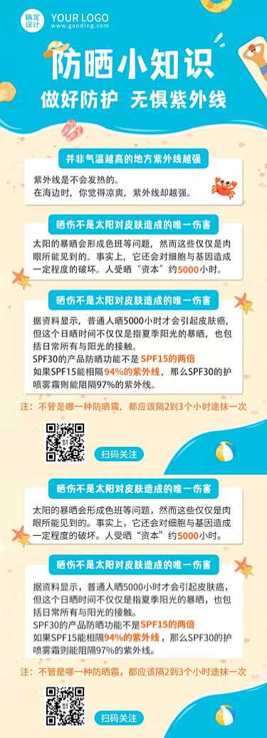 夏季专题防嗮小知识可延长海报