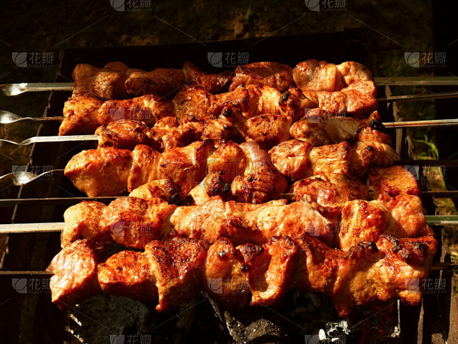 烤肉串,炊具,格子烤肉,水平画幅,夏天,...