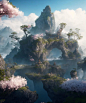 Midjourney 世外桃源 蓬莱仙境 静心修行
