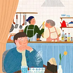 温柔治愈！12张人物肌理插画作品