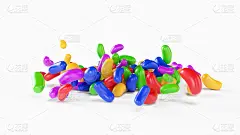 透明糖豆凝固。现实的例子。适合包装设计，白色背景上孤立的果冻豆堆美味明亮的果冻豆圆形彩色3d插图