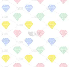 矢量无缝模式的彩色粉笔手绘涂鸦素描钻石