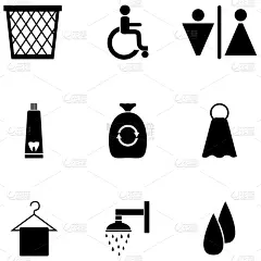 卫生间,图标集,分离着色,男孩,男人,图像,女人,设备用品,矢量,浴室