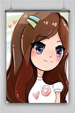 原创手绘可爱插画女孩头像