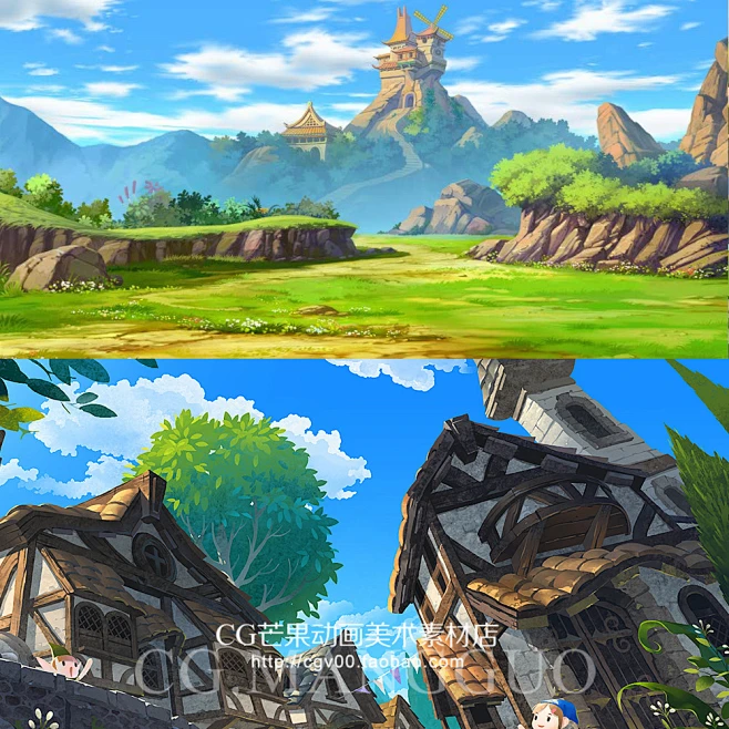 震撼【原画集】动画场景 氛围 Q版场景 场景建筑 游戏素材 CG图集-淘宝网-花瓣网