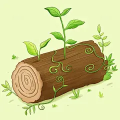 卡通手绘森林再生植物生长叶子木桩木头插画元素