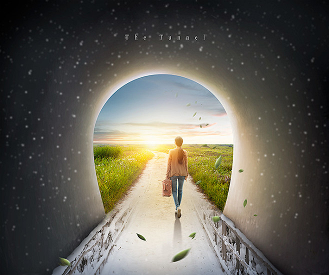 梦幻星空隧道光影旅游创意合成海报合集B插...