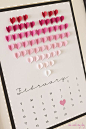 Ombre heart February calendar page