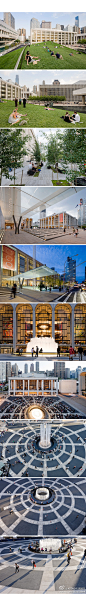 【纽约林肯中心的公共空间和喷泉】林肯中心（Lincoln Center）作为纽约古典音乐界的中心，是所有艺术家憧憬的舞台，同时也是汇集了剧院歌剧院、音乐厅、室外音乐厅的纽约文化中心。