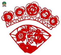 四格团花云子窗花剪纸 窗格花剪纸图案大全