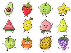 卡通水果插画  - 源文件下载【酷图网】卡通水果,水果卡通,葡萄,柠檬,水果插画,草莓蛋糕,水果包装,水果图片,卡通草莓,小清新,水果,卡通,水果造型,水果元素,小卡通,水果封面,可爱卡通,卡通封面,夏天,夏日,夏日水果,苹果,红苹果,哈密瓜,橘子,桔子,橙子,蓝莓,芒果,猕猴桃,樱桃,桃子,西瓜,卡通苹果,水果矢量图,卡通贴图